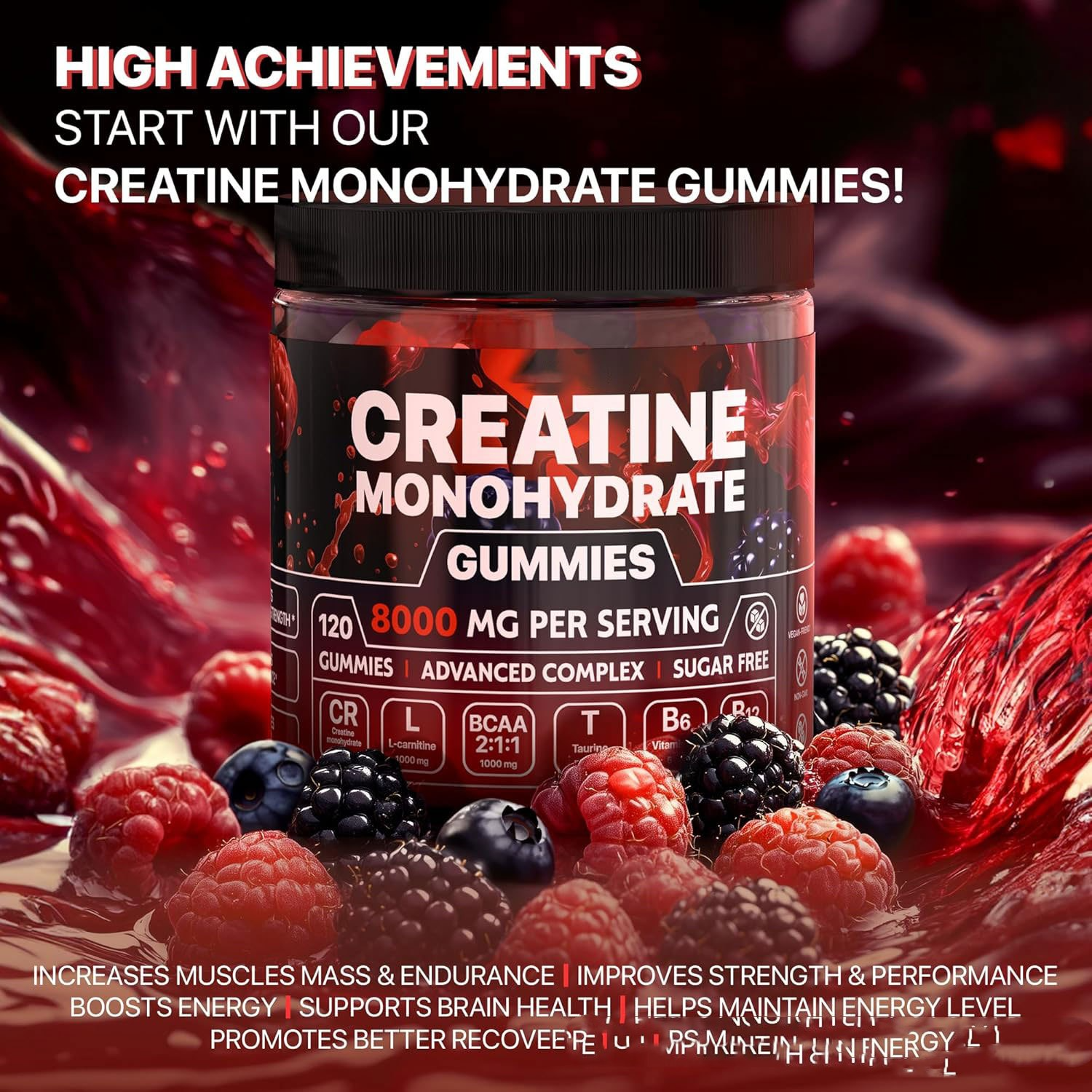 Muscle Boost Gummies 5000 mg Pure Creatine Monohydrate Per Serving