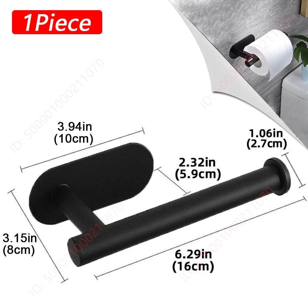No-Drill Toilet Paper Holder (2-Pack) – Adhesive Stainless Steel Wall Mount for Bathroom & Kitchen