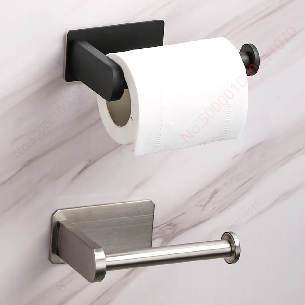 No-Drill Toilet Paper Holder (2-Pack) – Adhesive Stainless Steel Wall Mount for Bathroom & Kitchen
