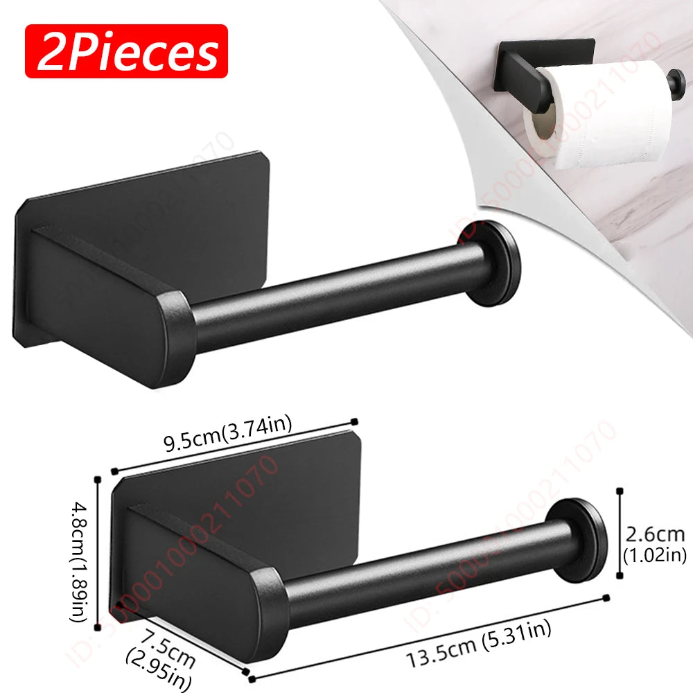 No-Drill Toilet Paper Holder (2-Pack) – Adhesive Stainless Steel Wall Mount for Bathroom & Kitchen