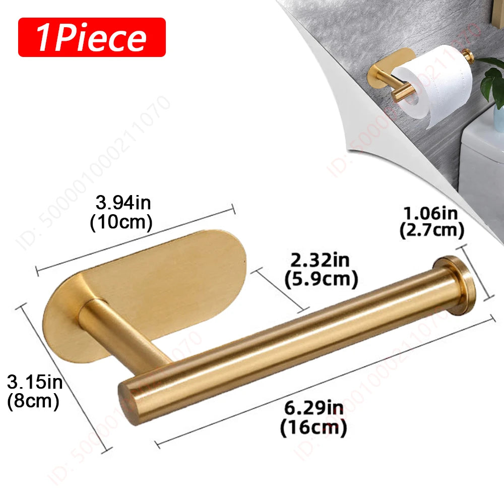 No-Drill Toilet Paper Holder (2-Pack) – Adhesive Stainless Steel Wall Mount for Bathroom & Kitchen