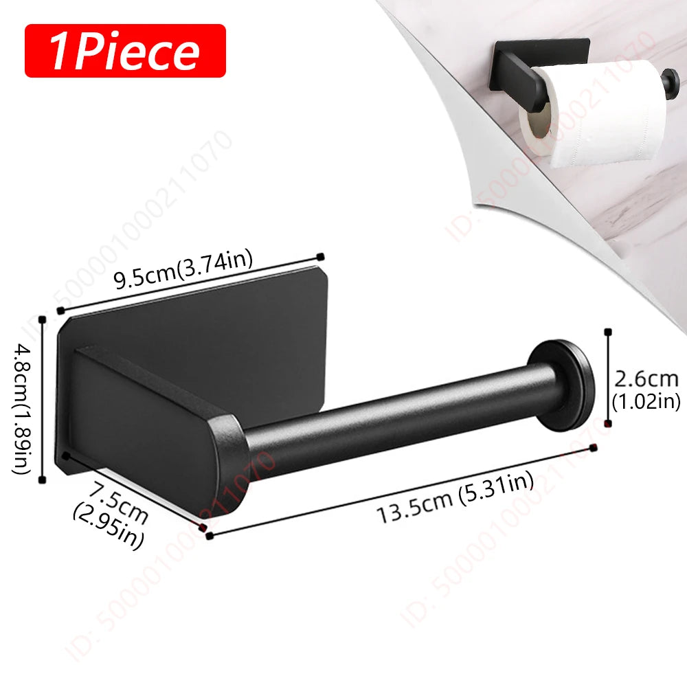 No-Drill Toilet Paper Holder (2-Pack) – Adhesive Stainless Steel Wall Mount for Bathroom & Kitchen