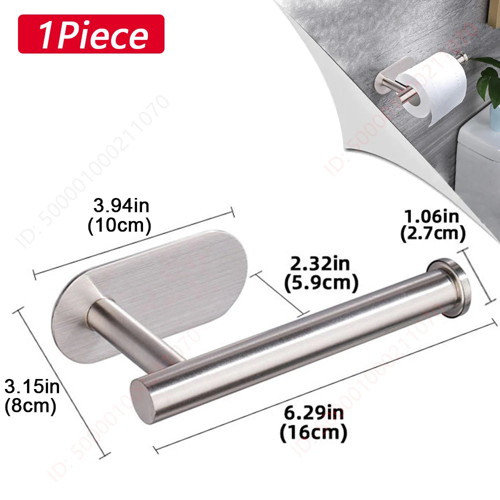 No-Drill Toilet Paper Holder (2-Pack) – Adhesive Stainless Steel Wall Mount for Bathroom & Kitchen