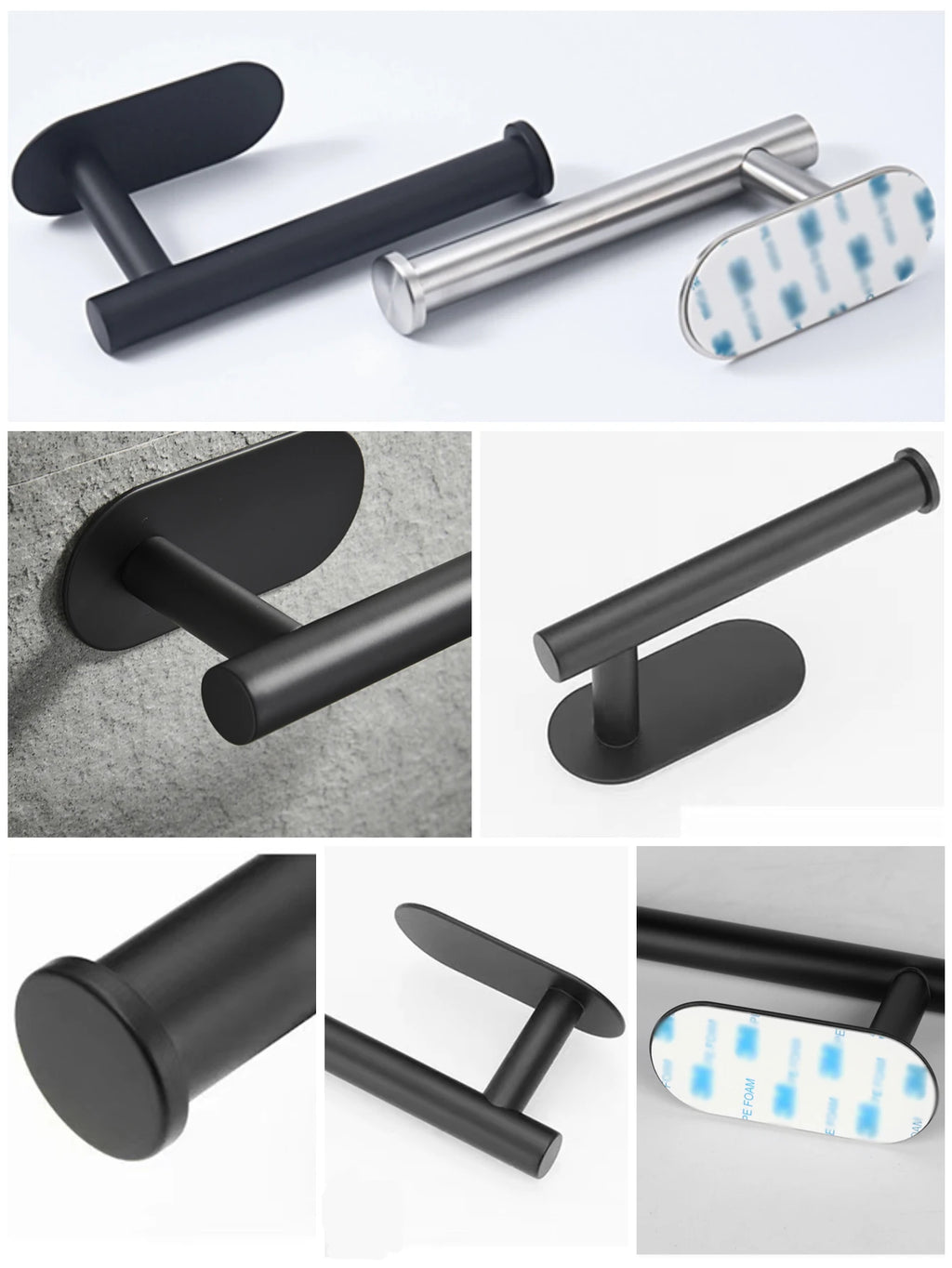 No-Drill Toilet Paper Holder (2-Pack) – Adhesive Stainless Steel Wall Mount for Bathroom & Kitchen