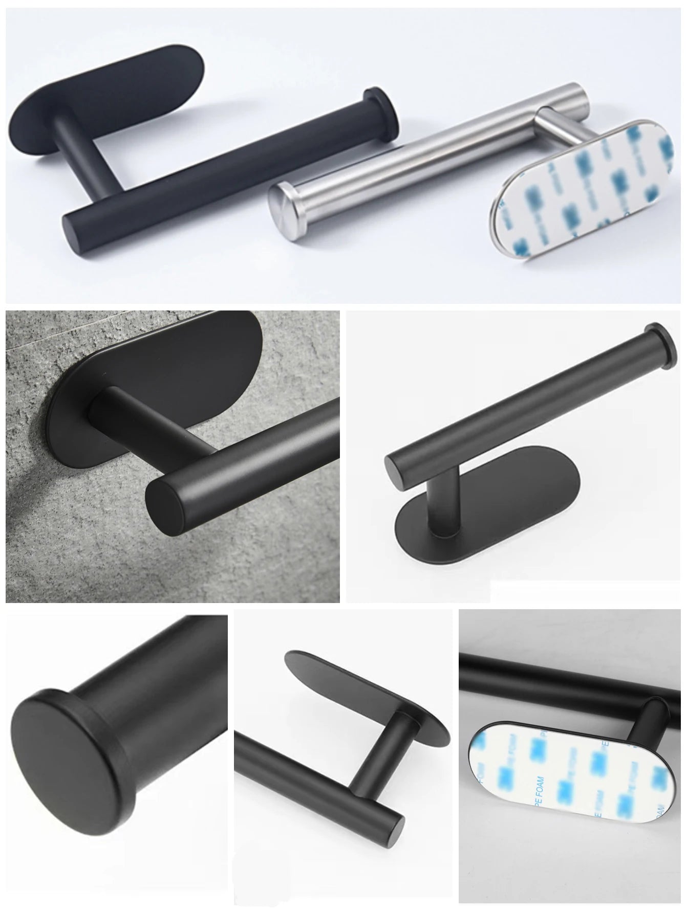 No-Drill Toilet Paper Holder (2-Pack) – Adhesive Stainless Steel Wall Mount for Bathroom & Kitchen