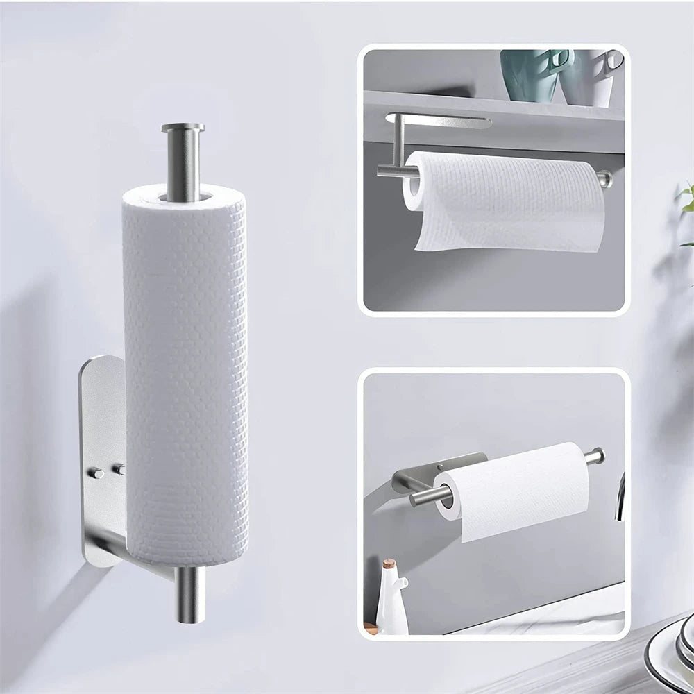 No-Drill Toilet Paper Holder (2-Pack) – Adhesive Stainless Steel Wall Mount for Bathroom & Kitchen