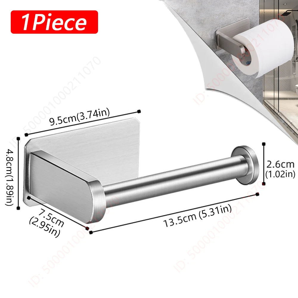 No-Drill Toilet Paper Holder (2-Pack) – Adhesive Stainless Steel Wall Mount for Bathroom & Kitchen