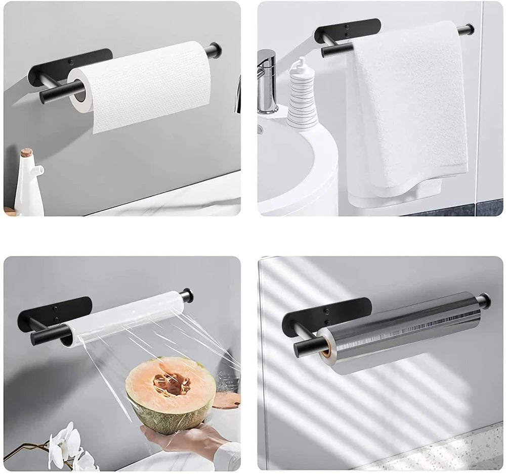 No-Drill Toilet Paper Holder (2-Pack) – Adhesive Stainless Steel Wall Mount for Bathroom & Kitchen