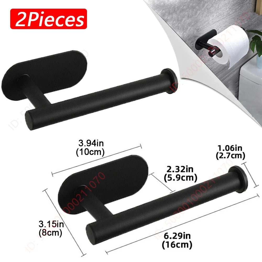 No-Drill Toilet Paper Holder (2-Pack) – Adhesive Stainless Steel Wall Mount for Bathroom & Kitchen