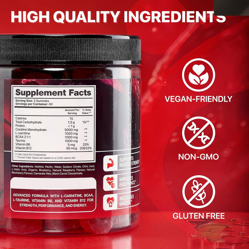 Muscle Boost Gummies 5000 mg Pure Creatine Monohydrate Per Serving
